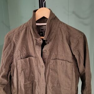 REI Olive Green Classic Shirt Jacket, Organic Cotton, Grandpa Core